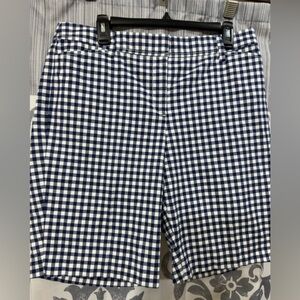 EUC Talbots Checkered Blue and‎ White Shorts Size 10